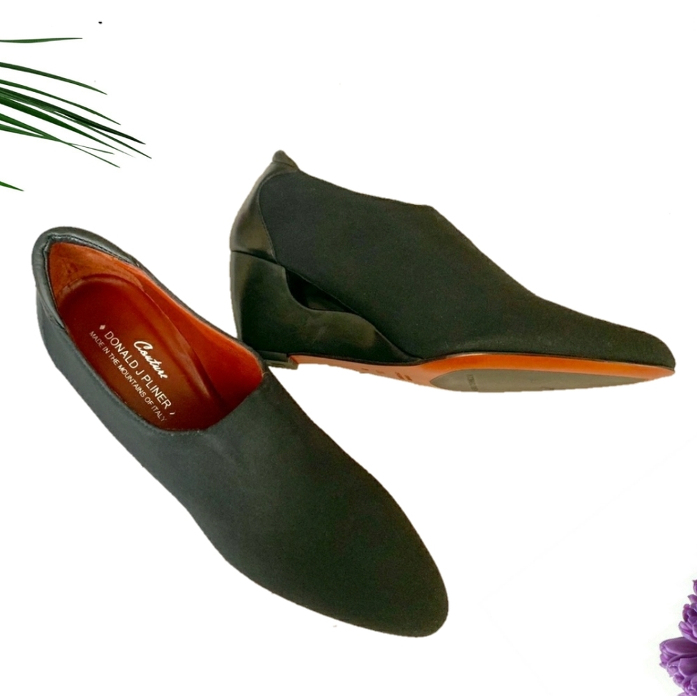 Donald J Pliner nylon slip on cut out wedges